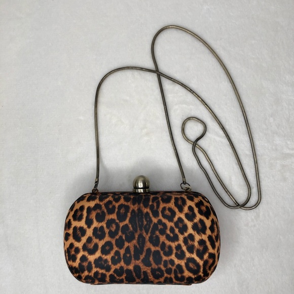 Lucky Brand Handbags - Lucky Brand Leopard Pill Box Purse Metallic Chain